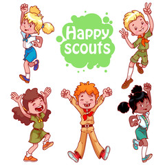 Set of happy kids.