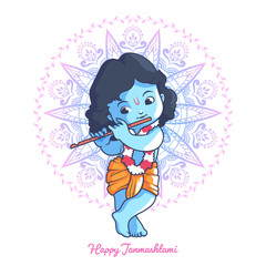 Little cartoon Krishna with a flute.