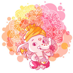 Little cartoon Ganesha. Sunny day.