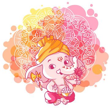 Little cartoon Ganesha. Sunny day. Stock Vector | Adobe Stock Little cartoon Ganesha. Sunny day. Stock Vector | Adobe Stock