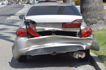 car crash collision accident on an city road