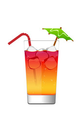 cocktail in a glass with ice and umbrella