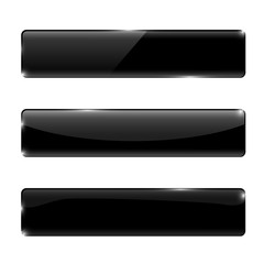 Black glass buttons. Web icons with reflection