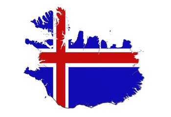 Silhouette of Iceland map with flag
