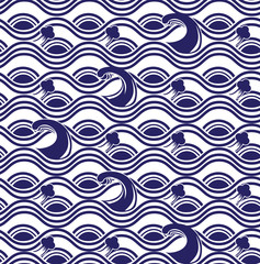 Blue and white seamless wave  patterns,Repeating texture tiles v
