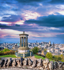 Edinburgh panorama with Calton Hill in Scotland