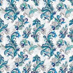 Doodle colorful pastel floral hand draw seamless pattern