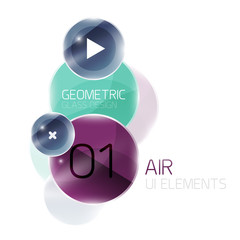 Abstract glass circles with sample text. Option info banner