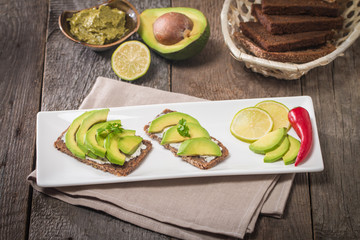 Avocado sandwich on plate