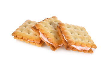 cookies strawberry flavored on white background