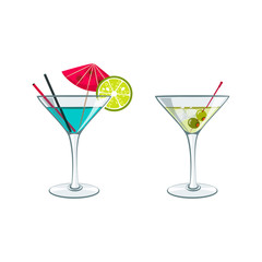 Isolated colorful sketch of alcohol cocktails and other drinks. Vector illustration