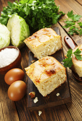Pie with cabbage and eggs