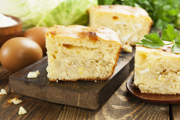 Pie with cabbage and eggs
