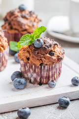 Carrot muffins with blueberrie