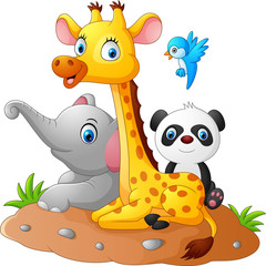 Naklejki  Szczęśliwa kreskówka zwierzęca safari