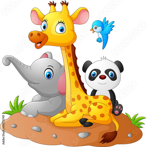 "Happy safari animal cartoon" Stock image and royalty-free vector files