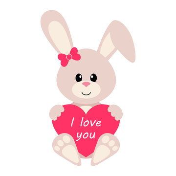 cartoon bunny with heart with text