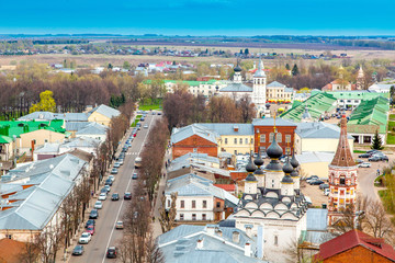 Beautiful cityscape. View of the old Russian town of Suzdal. Gol © olezzo