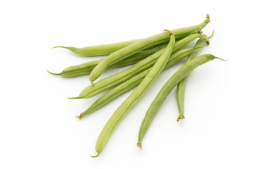 Green beans isolated on a white background.