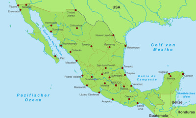 Karte von Mexiko - Grün