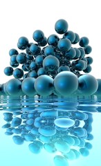 abstract - sphères volantes bleues