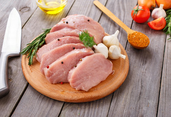 Pork chops ready to cook