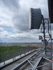 aerial view of Prague city from the top of antenna building