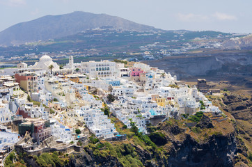 Cityscape of Thira in Santorini island, Greece