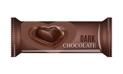 Vector Food Packaging For Biscuit, Wafer, Crackers, Sweets, Chocolate Bar, Candy Bar, Snacks . Chocolate bar Design Isolated On White Background. Food Wrapper.