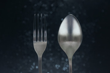 Spoon and Fork / Spoon and Fork in the Dark Background