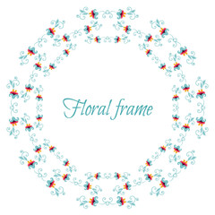 Elegant floral frame with stylized flowers