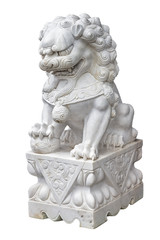 Obraz premium Chinese Imperial Lion Statue on white background.