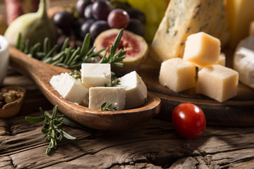 Delicious cheese on the table