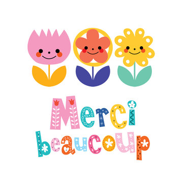 Merci beaucoup thank you very much in French greeting card
