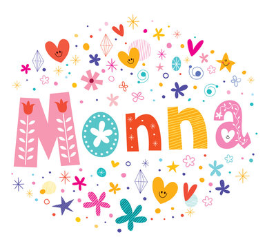 Monna girls name decorative lettering type design