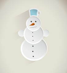 Illustration of 3D snowman on beige background, winter concept