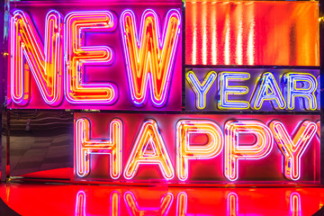 happy new year by neon light