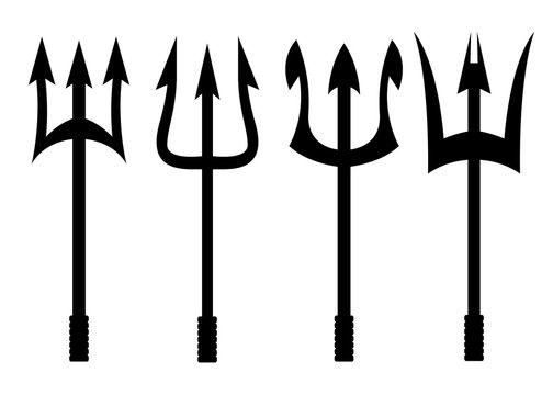 Vector black trident icons set