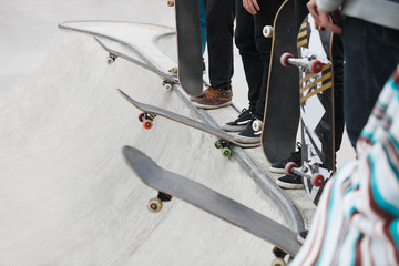 Skateboarders competition in a skate park © hurricanehank
