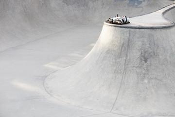 Aggressive inline skates in skate park