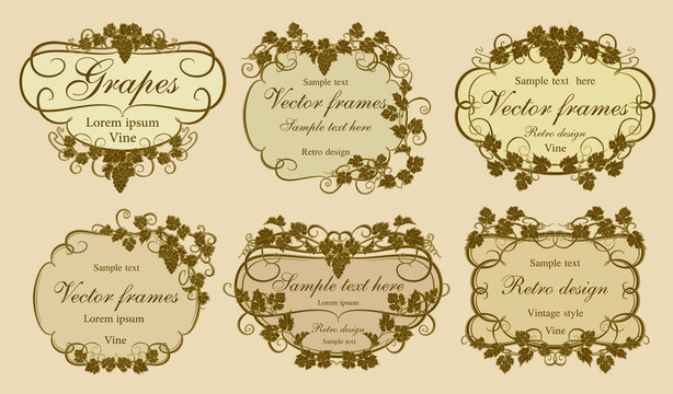 Background for text with vines and bunches of grapes.