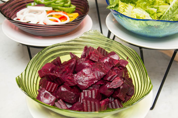 Beetroot cube slice closeup