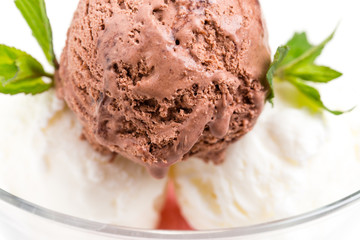 Delicious assorted ice cream in bowl.