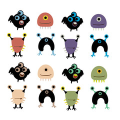 vector set of happy children cartoon monsters