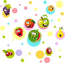 funny fruit with colorful dotteddesign - vector illustration