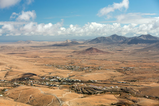 Volcanic Lanscape. Panoramic view  on  Fuerteventura from Mirador Morro Velosa, Fuerteventura, Canary Island, Spain