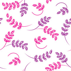 Pink plant seamless pattern. Vector hand drawn texture. Background for web pages, invitations.
