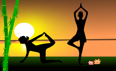 Yoga Silhouette during sunset