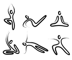 yoga set of brush symbols. illustration.