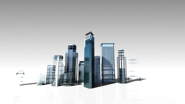 Construction building city skyline and make city in animation.3